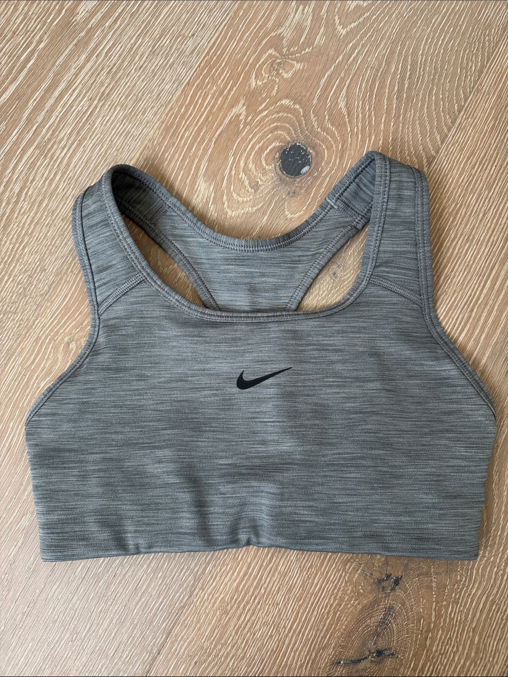 Nike Olive Heather Racerback Sports Bra with Black Swoosh
